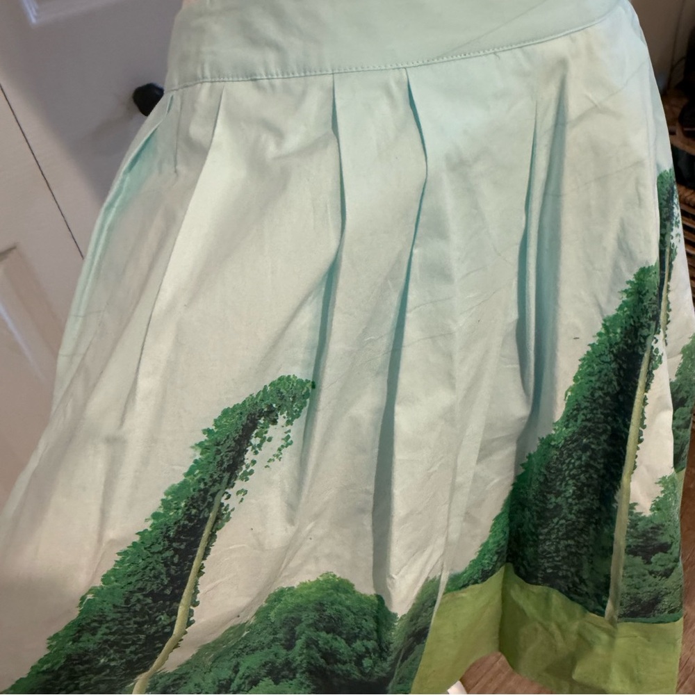 Anthropologie, Sandra Ball Photography Stylish Green and White Skirt, Size 8 - Picture 7 of 14